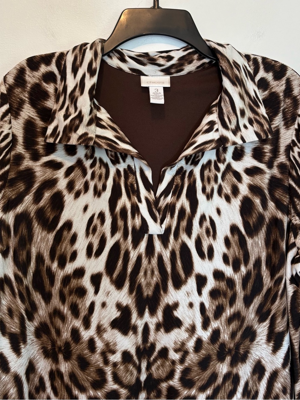 Chico’s Ainsley Leopard Print Dress Fall Knee Length Popover XL / 16 - Picture 2 of 6